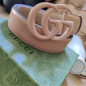 Authentic Rose beige Gucci marmont belt (WIDE) 100 cm Gucci Porcelain Rose Calfskin GG Marmont Wide Belt 90/86  main image 3